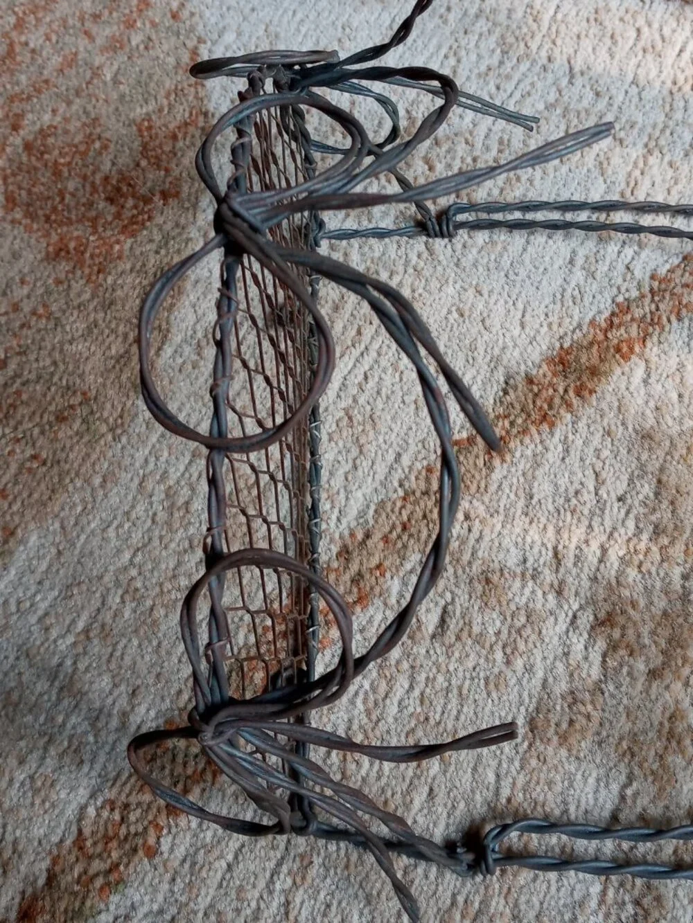Vintage Rustic Handmade Twisted Wire WALL SHELF w/3 BOWS Shabby Chic Decor